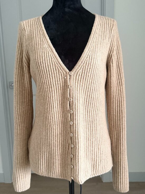 Abercrombie & Fitch Sweaters - Abercrombie & Fitch Womens Soft Ribbed Cardigan Sweater Tan Y2K Preppy Casual